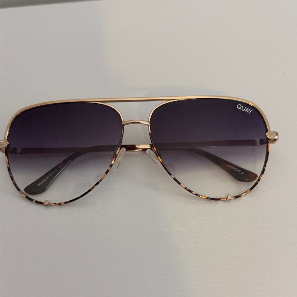Quay Australia Gold and Tortoise Aviator Sunglasses